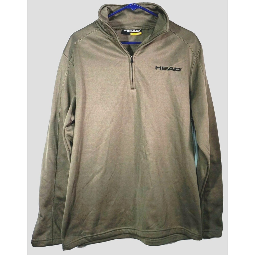 HEAD Athletics‎ Men Large Brown & White 1/4 Zip Performance Pullover Jacket